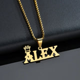 Auxauxme Crown Name Necklace Personalized Stainless Steel