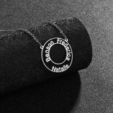 Personalized Double Circle Name Date Necklace