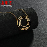 Personalized Double Circle Name Date Necklace