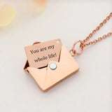 Engraved Letter Envelope Necklace Stainless Steel Text Pendant