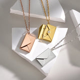 Engraved Letter Envelope Necklace Stainless Steel Text Pendant