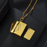 Engraved Letter Envelope Necklace Stainless Steel Text Pendant