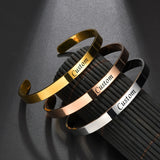 Personalized Stainless Steel Name Cuff Bangle - Engrave Text Date ID Bracelet