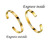 Personalized Stainless Steel Name Cuff Bangle - Engrave Text Date ID Bracelet