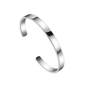 Personalized Stainless Steel Name Cuff Bangle - Engrave Text Date ID Bracelet