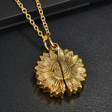 Auxauxme Engrave Name Sun Flower Necklace Alloy Metal Laser Engraved Logo