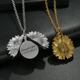 Auxauxme Engrave Name Sun Flower Necklace Alloy Metal Laser Engraved Logo