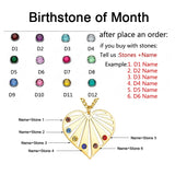 Family Heart Birthstone Name Necklace Personalized Engrave Name Date