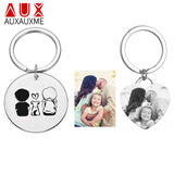 Auxauxme Family Photo Engraved Keychains Personalized Birthday Jewelry