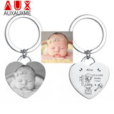 Auxauxme Family Photo Engraved Keychains Personalized Birthday Jewelry