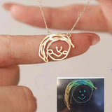 Auxauxme Kids Drawing Handwriting Necklace Personalized Stainless Steel