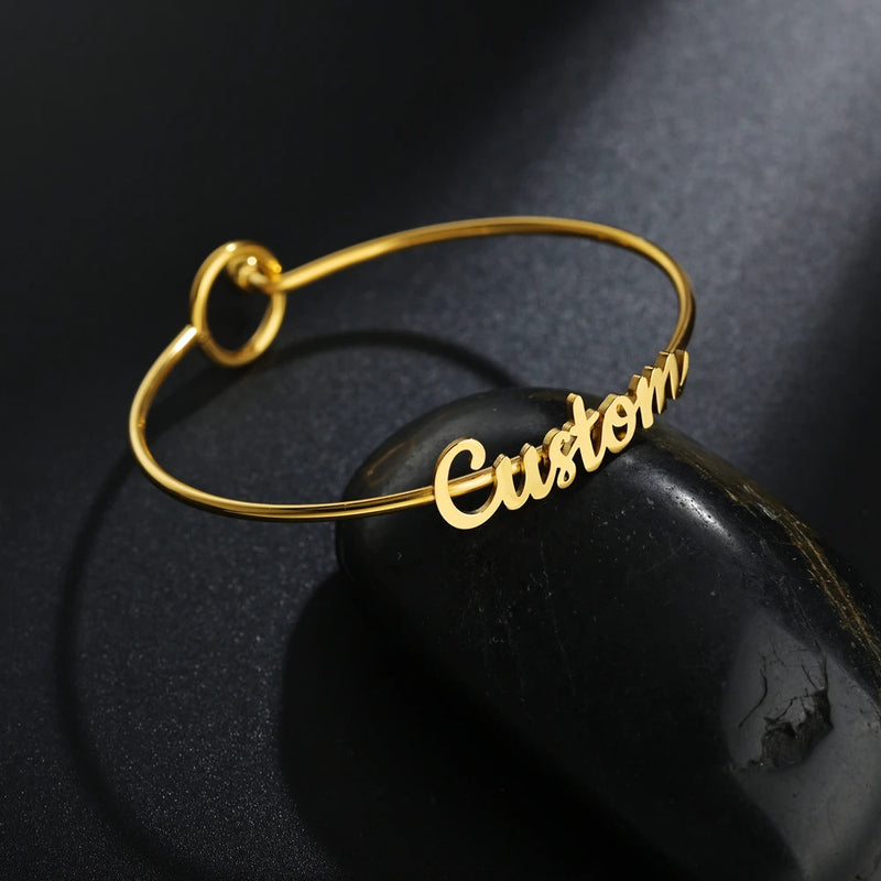 Personalized Name Bracelet Stainless Steel Adjustable Bangle Jewelry