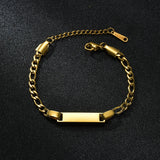 Engraved Date Name Bar Heart Bracelet Stainless Steel Women Jewelry