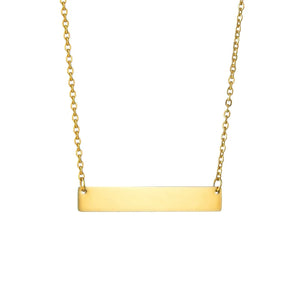 Auxauxme Name Bar Necklace Stainless Steel Engrave Names Date