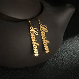 Auxauxme Name Earrings Stainless Steel Personalized Letters Nameplate