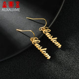 Auxauxme Name Earrings Stainless Steel Personalized Letters Nameplate
