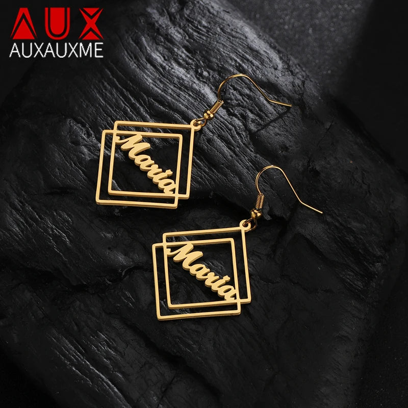 Personalized Name Dangle Earring Stainless Steel Letter Women Jewelry