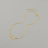Auxauxme Snake Chain Name Necklace Stainless Steel Personalized Nameplate