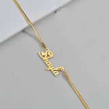 Auxauxme Snake Chain Name Necklace Stainless Steel Personalized Nameplate