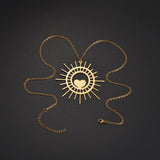 Auxauxme Sun Heart Necklace Personalized Stainless Steel Engraved Nameplate Chok