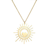 Auxauxme Sun Heart Necklace Personalized Stainless Steel Engraved Nameplate Chok