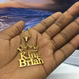 Auxauxme Crown Name Pendant Necklace Stainless Steel Personalized Choker