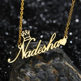 Auxauxme Crown Name Pendant Necklace Stainless Steel Personalized Choker