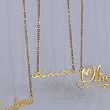 Auxauxme Name Necklace for Women Stainless Steel Personalized Nameplate Pendant