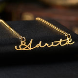 Auxauxme Name Necklace for Women Stainless Steel Personalized Nameplate Pendant