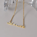 Auxauxme Name Necklace for Women Stainless Steel Personalized Nameplate Pendant