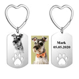 Auxauxme Pet Keychains Engrave Photo Name Dog Tag Keyring