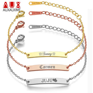 Stainless Steel Engraved Name Date ID Baby Bracelet