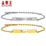 Stainless Steel Engraved Name Date ID Baby Bracelet