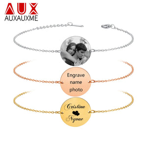 Personalized Engraved ID Bracelet Stainless Steel Link Chain Girlfriend Gift