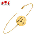 Personalized Engraved ID Bracelet Stainless Steel Link Chain Girlfriend Gift