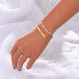 Auxauxme Engraved Name Bar Bracelet for Women