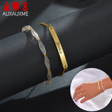 Auxauxme Engraved Name Bar Bracelet for Women