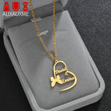 Personalized Butterfly Heart Name Necklace for Women