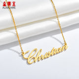 Auxauxme Personalized Name Necklace Cursive Nameplate Necklace