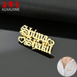 Personalized Double Names Heart Brooch Stainless Steel Couple Jewelry