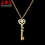 Auxauxme Personalized Key Any Name Necklaces Women Jewelry Custom Necklace