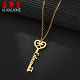 Auxauxme Personalized Key Any Name Necklaces Women Jewelry Custom Necklace