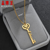 Auxauxme Personalized Key Any Name Necklaces Women Jewelry Custom Necklace