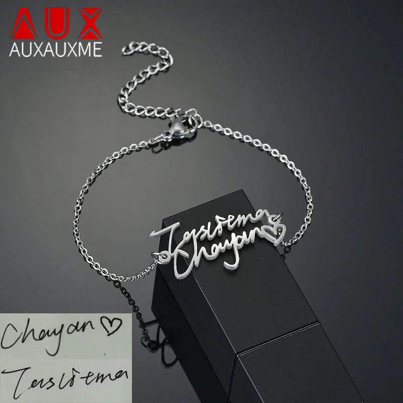 Personalized Couple Bracelets Stainless Steel Nameplate Pendant