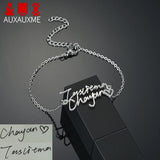 Personalized Couple Bracelets Stainless Steel Nameplate Pendant