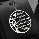 Personalized Tree Of Life Family Name Necklace with Birthstones