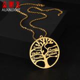 Personalized Tree of Life Names Necklace Stainless Steel for Family Member