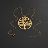 Personalized Tree of Life Names Necklace Stainless Steel for Family Member
