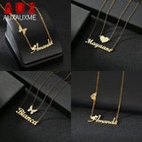 Personalized Stones Name Heart Buttifly Pendant Necklace