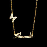 Personalized Stones Name Heart Buttifly Pendant Necklace